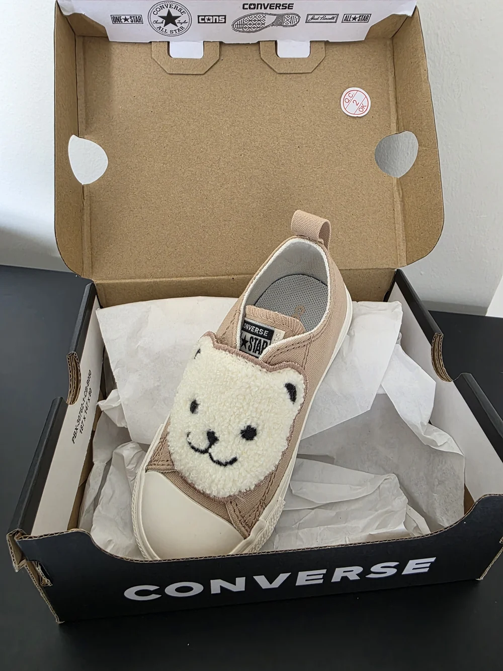 Converse Kids Beige Bear Slip-On Sneakers